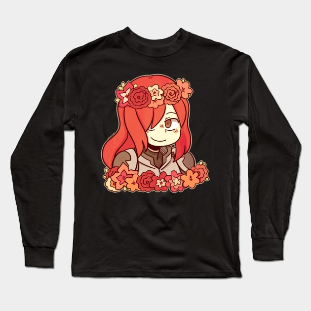 Erza Flower Crown sticker Long Sleeve T-Shirt by Dragnoodles